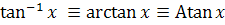 inverse notation of atan