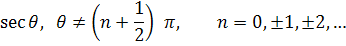 domain of secant function